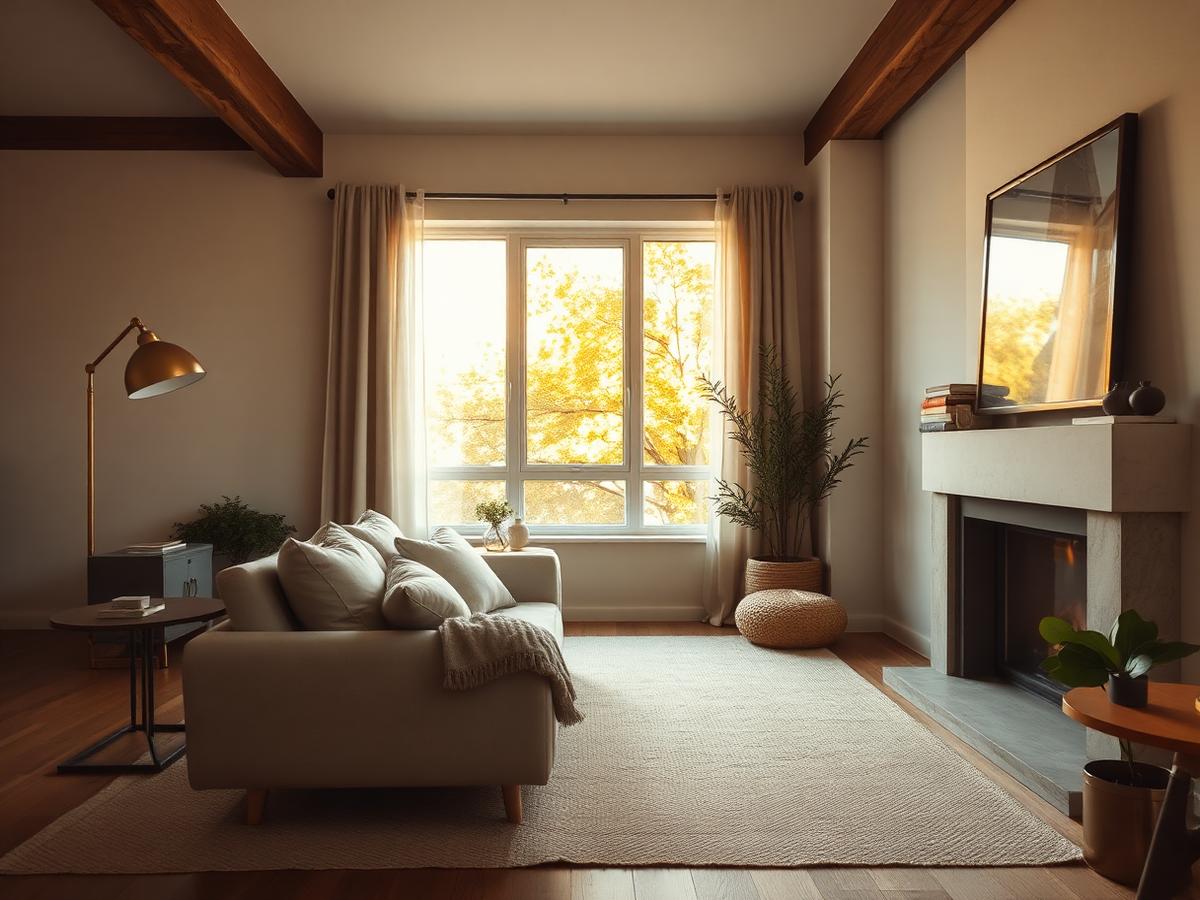 A warm, sunlit living room in a managed Ottawa rental property.